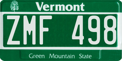 VT license plate ZMF498