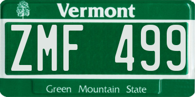 VT license plate ZMF499
