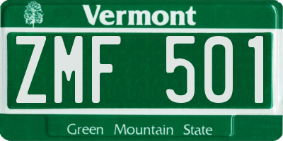 VT license plate ZMF501