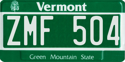 VT license plate ZMF504