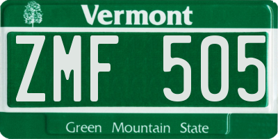 VT license plate ZMF505