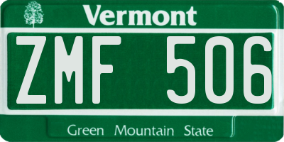 VT license plate ZMF506