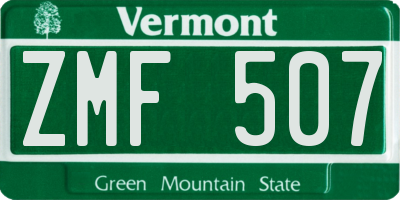 VT license plate ZMF507