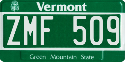 VT license plate ZMF509