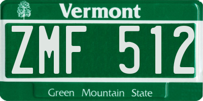 VT license plate ZMF512