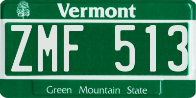 VT license plate ZMF513