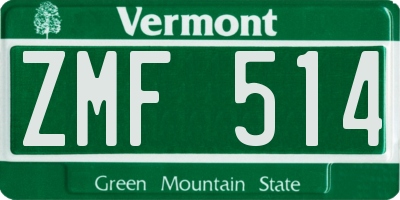 VT license plate ZMF514