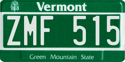 VT license plate ZMF515