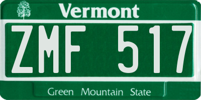 VT license plate ZMF517