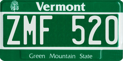 VT license plate ZMF520
