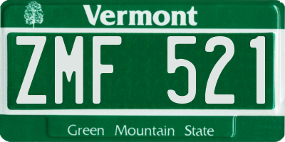 VT license plate ZMF521
