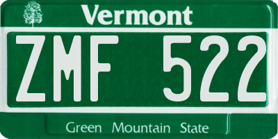 VT license plate ZMF522
