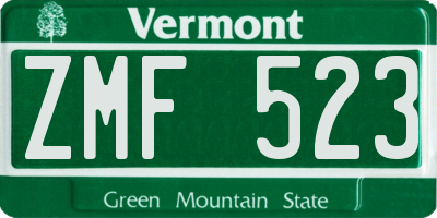 VT license plate ZMF523