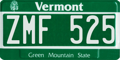 VT license plate ZMF525