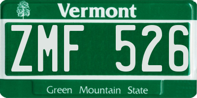 VT license plate ZMF526