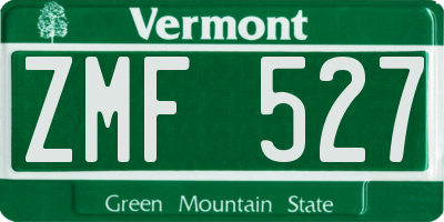 VT license plate ZMF527