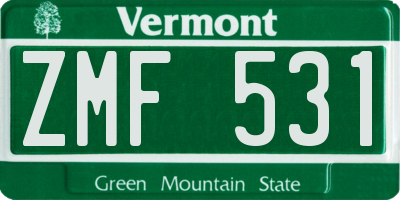 VT license plate ZMF531