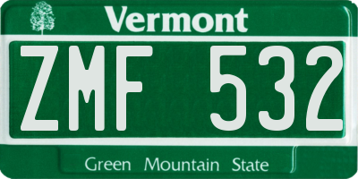 VT license plate ZMF532