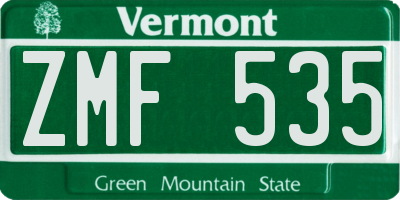 VT license plate ZMF535