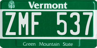 VT license plate ZMF537
