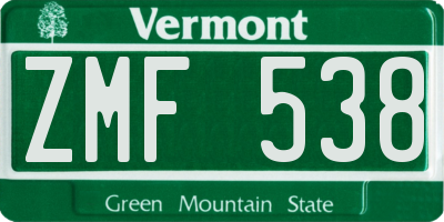 VT license plate ZMF538