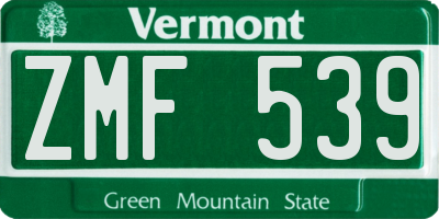 VT license plate ZMF539