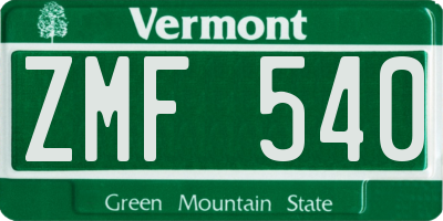 VT license plate ZMF540