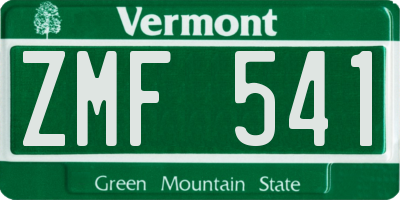 VT license plate ZMF541