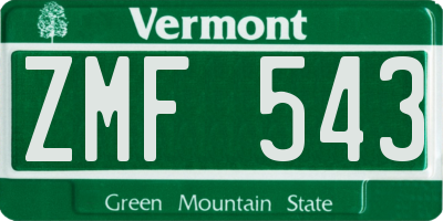VT license plate ZMF543