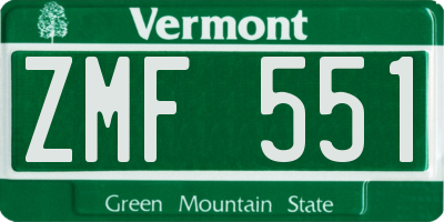 VT license plate ZMF551