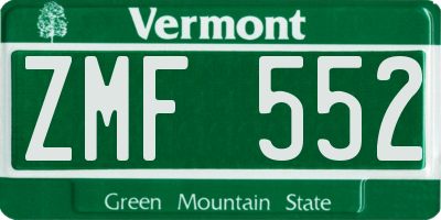 VT license plate ZMF552