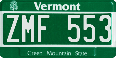 VT license plate ZMF553