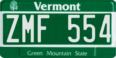 VT license plate ZMF554