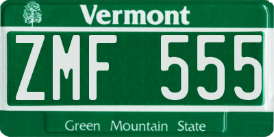 VT license plate ZMF555
