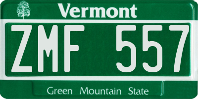 VT license plate ZMF557