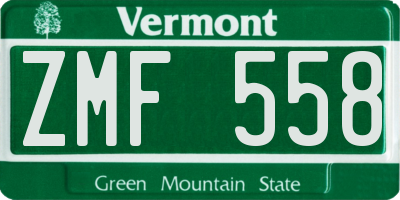 VT license plate ZMF558