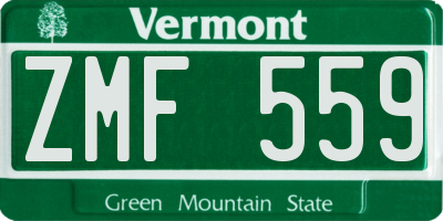 VT license plate ZMF559
