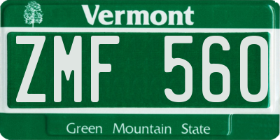 VT license plate ZMF560
