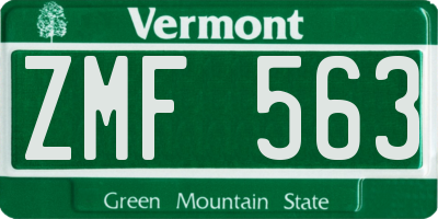 VT license plate ZMF563