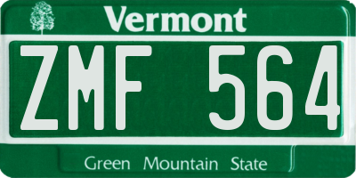 VT license plate ZMF564