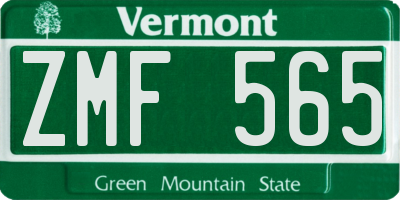 VT license plate ZMF565