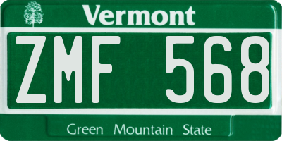 VT license plate ZMF568