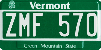 VT license plate ZMF570