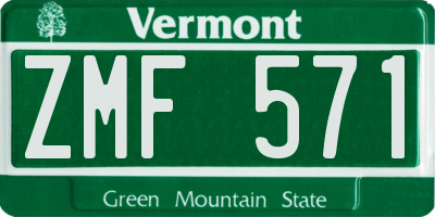 VT license plate ZMF571