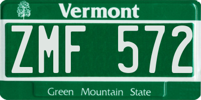 VT license plate ZMF572
