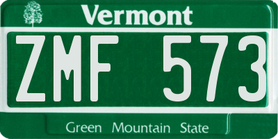 VT license plate ZMF573