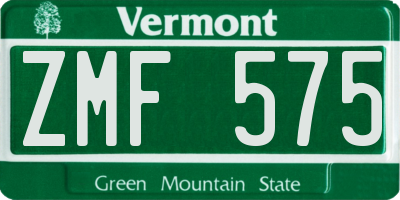 VT license plate ZMF575