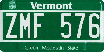 VT license plate ZMF576