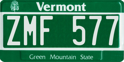 VT license plate ZMF577