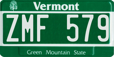 VT license plate ZMF579